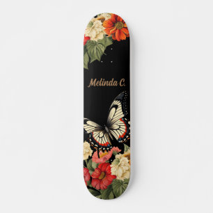 Cool Girl Floral Butterfly Skate Deck Skateboard