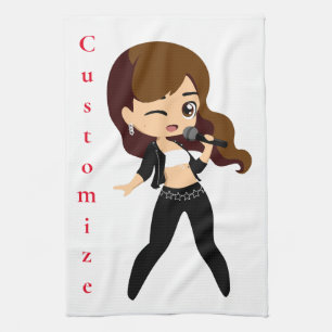 Cool Girl Sings Karaoke Thunder_Cove Geschirrtuch