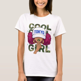 Cool Girl Tokyo Baseball Cap Camo Typografie  T-Shirt