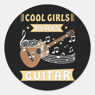 COOL GIRLS SPIELEN GUITAR RUNDER AUFKLEBER