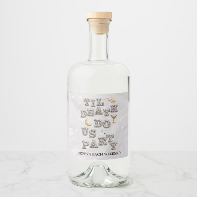 Cool Glam Glitzer Tequila Alkoholflaschenetikett (Vorderseite)