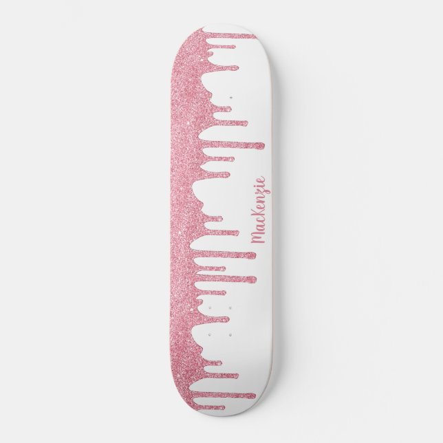 Cool Glam Pink Sparkle Drilling Glitzer Skateboard (Vorderseite)