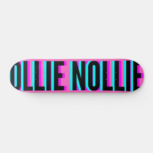 Cool Glitch Pink Ollie Nollie Skateboard Deck (Horizontal)