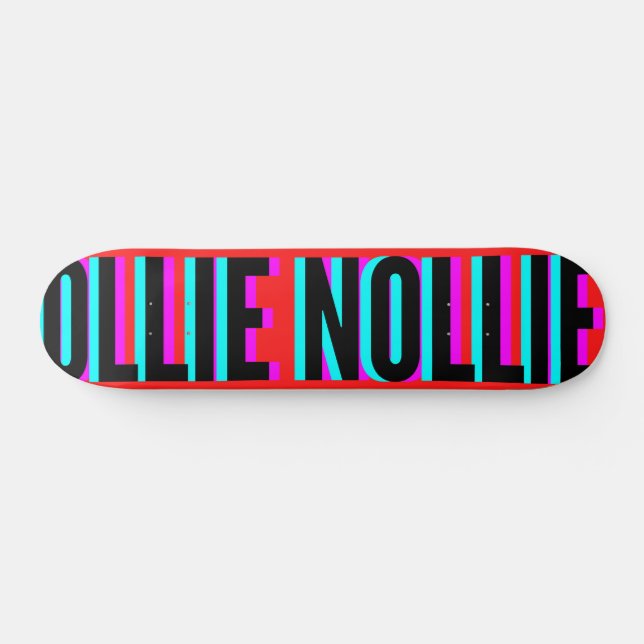 Cool Glitch Red Ollie Nollie Skateboard Deck (Horizontal)