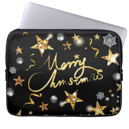 Cool Gold Black Metallic Low-Key Luxury Xmas Laptopschutzhülle