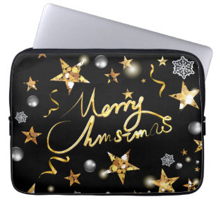 Cool Gold Black Metallic Low-Key Luxury Xmas Laptopschutzhülle