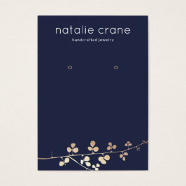 Cool Gold Branch Navy Blue Earring Display Holder