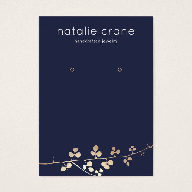 Cool Gold Branch Navy Blue Earring Display Holder (Vorderseite)