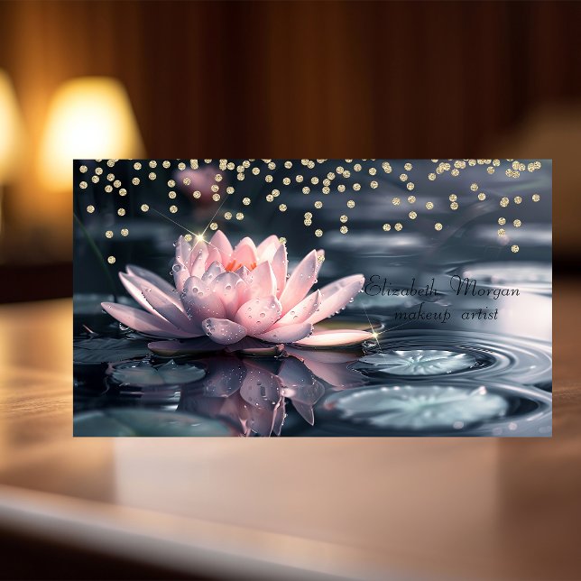 Cool Gold Diamonds Colorful Lotus Blue Visitenkarte (Von Creator hochgeladen)