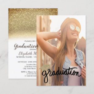 Cool Gold Glitzer Cap, Foto Abschluss Einladung