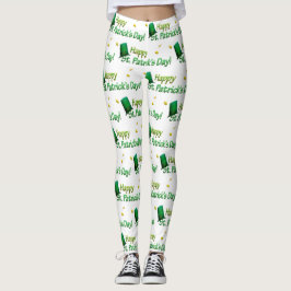 Cool Gold Green Hats Happy St Patrick Day Phrasen Leggings