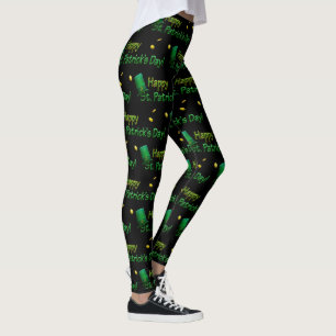 Cool Gold Green Hats Happy St Patrick Day Phrasen Leggings