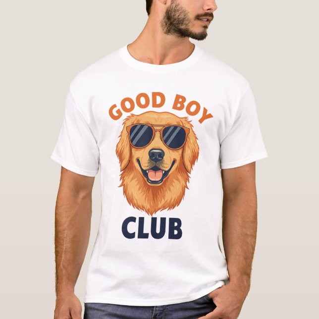 Cool Golden Retriever 'Good Boy Club' T-Shirt (Vorderseite)