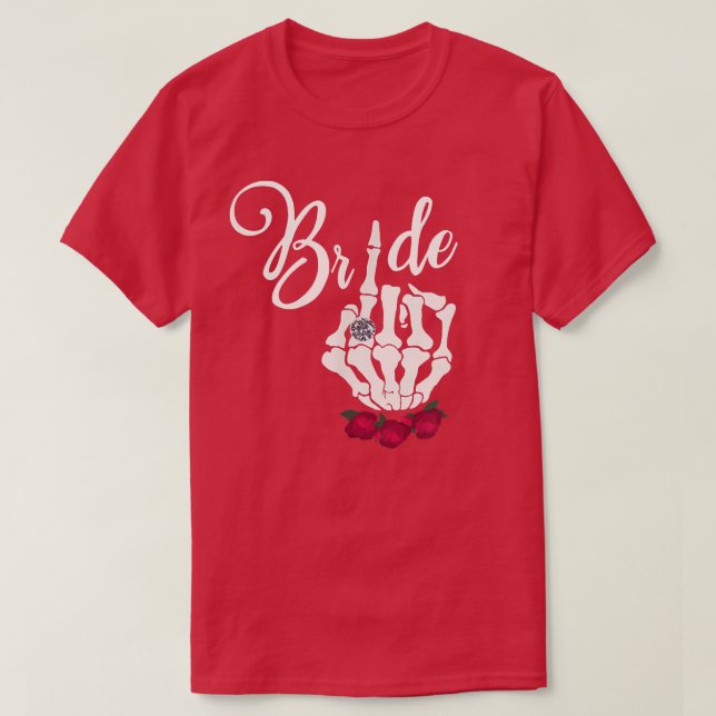 Cool Goth Bride Skull Skeleton Ring Finger Gothic  T-Shirt (Design vorne)