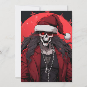 Cool Goth Punk Skull Anime Santa Demon Feiertagskarte