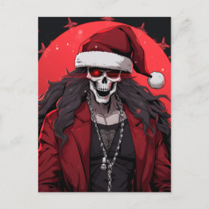 Cool Goth Punk Skull Anime Santa Demon Feiertagspostkarte