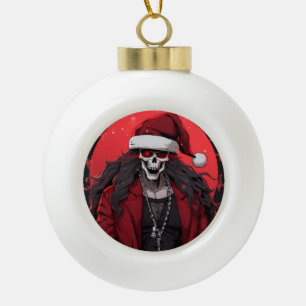 Cool Goth Punk Skull Anime Santa Demon Keramik Kugel-Ornament