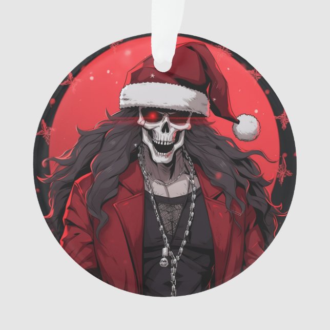 Cool Goth Punk Skull Anime Santa Demon Ornament (Vorderseite)