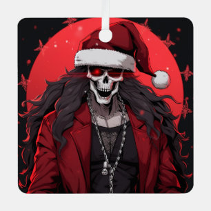 Cool Goth Punk Skull Anime Santa Demon Ornament Aus Metall