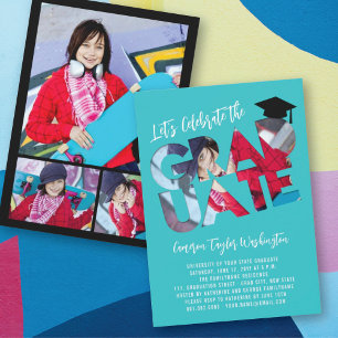 Cool Graduate Cutout Foto Moderne Graduierungspart Einladung