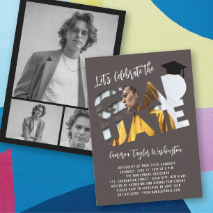 Cool Graduate Cutout Foto Moderne Graduierungspart Einladung