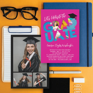 Cool Graduate Cutout Foto Moderne Graduierungspart Einladung