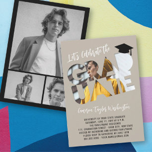 Cool Graduate Cutout Foto Moderne Graduierungspart Einladung