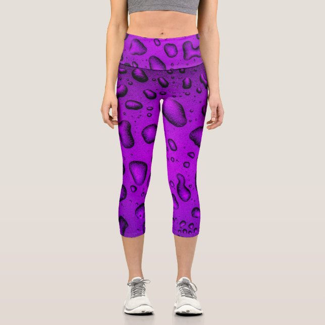 Cool Grainy Lila Wassertropfen Capri Leggings (Vorderseite)