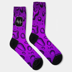 Cool Grainy Lila Wassertropfen Muster Monogramm Socken