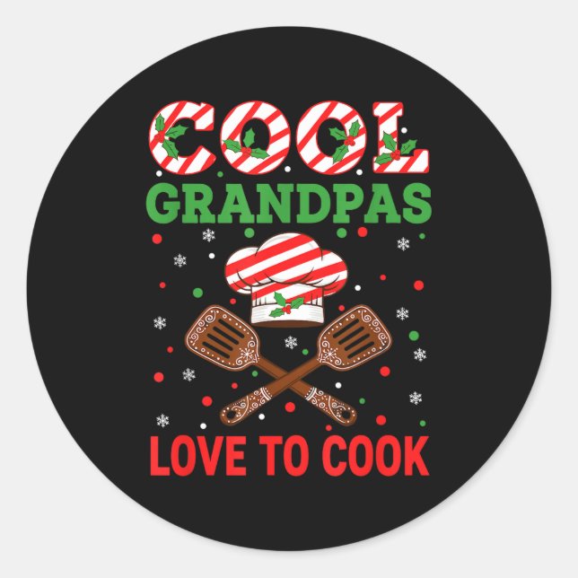 Cool Grandpas Love To Cook Festive Fun Candy Cane  Runder Aufkleber (Vorderseite)