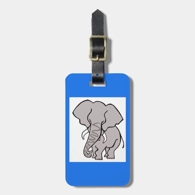 Cool - Graphic ELEPHANT - Wildlife warrior - Blue Gepäckanhänger (Vorderseite vertikal)