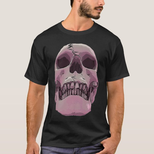 Cool Graphic Skull  Death Skeleton Goth Halloween  T-Shirt (Vorderseite)