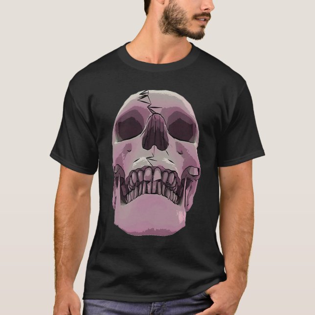 Cool Graphic Skull  Death Skeleton Goth Halloween  T-Shirt (Vorderseite)