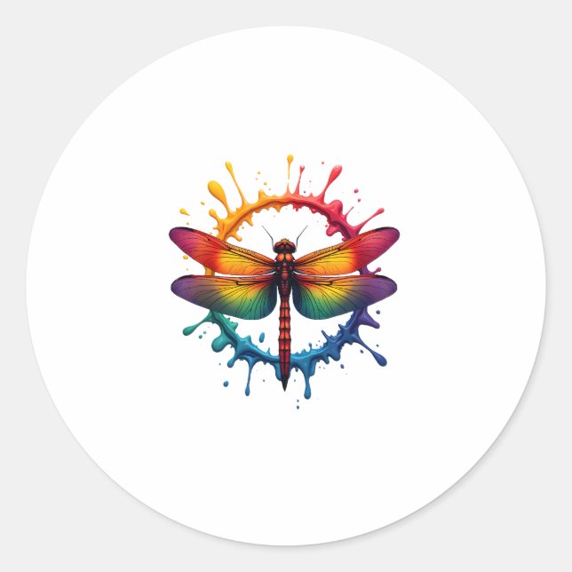 Cool Graphic Tie Dye Sunglasses Dragonfly Illustra Runder Aufkleber (Vorderseite)