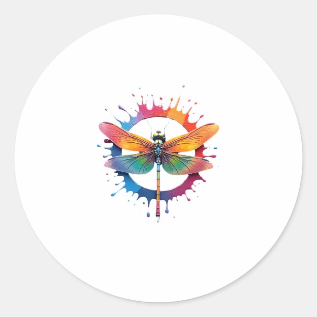 Cool Graphic Tie Dye Sunglasses Dragonfly Illustra Runder Aufkleber (Vorderseite)