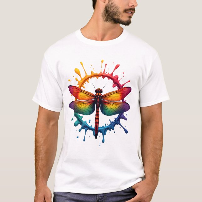 Cool Graphic Tie Dye Sunglasses Dragonfly Illustra T-Shirt (Vorderseite)