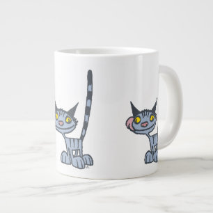 Cool Grau Cartoon Cat Jumbo-Tasse
