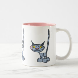 Cool Grau Cartoon Cat Zweifarbige Tasse