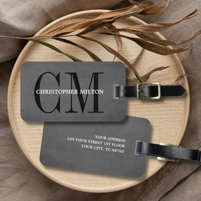 Cool-Grau-Schwarz-Fett-Monogramm Gepäckanhänger (Von Creator hochgeladen)
