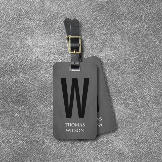 Cool-Grau-Schwarz-Fett-Monogramm Gepäckanhänger (Von Creator hochgeladen)