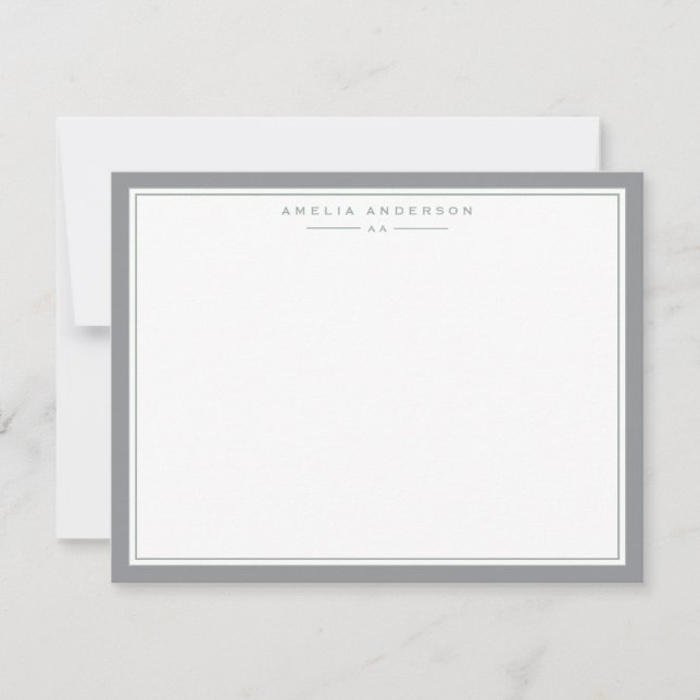 Cool Gray Frame Note Card Einladung (Vorderseite)