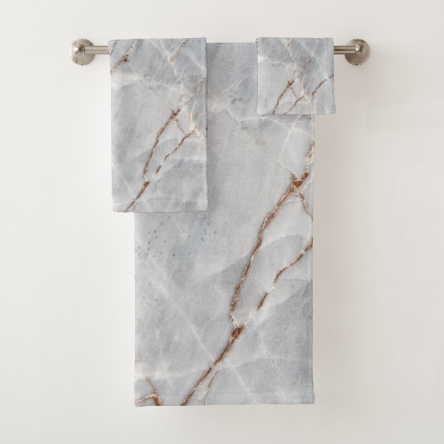 Cool Gray Gold Marble Stne Badhandtuch Set (Insitu)