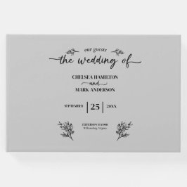 Cool Gray Trendy Script Wedding Gästebuch