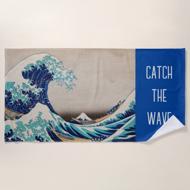 Cool Great Wave Hokusai "Catch the Wave" Strandtuch (Vorderseite)