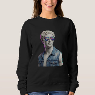Cool Greek Statue with Sunglasses & Denim Vest Swe Sweatshirt