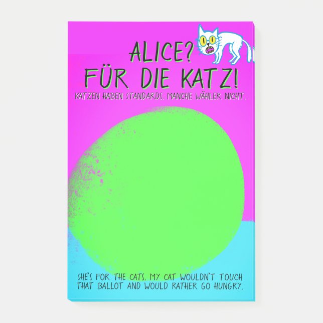 Cool Green Alice für die Katz'  Post-it Klebezettel (Vorderseite)