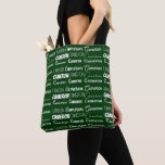 Cool Green Customized Name Collage<br><div class="desc">A cool personalized green allover tote bag gift for decorated in nine different fonts spelling your name in white typography. Cute customizable present for with fun cursive script.</div>