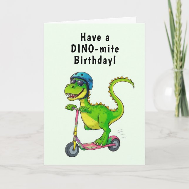 Cool Green Dinosaur Geburtstag Karte (Vorderseite)