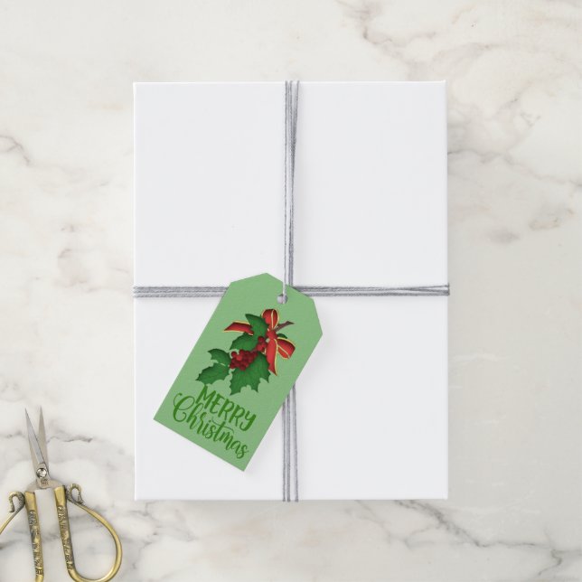 Cool Green Frory Weihnachtsmistletoe Personalisier Geschenkanhänger (Mit Garn)