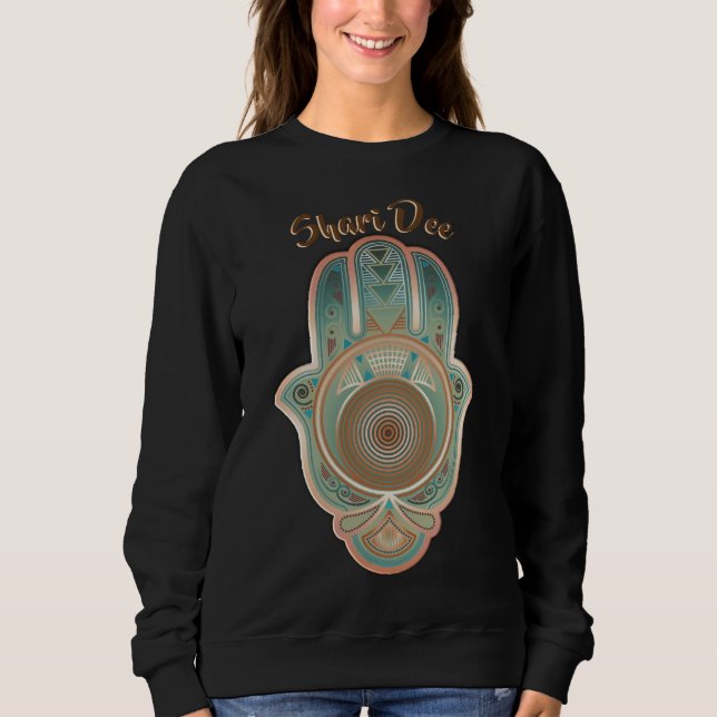 Cool Green Hamsa Hand Personalisiert Sweatshirt (Vorderseite)